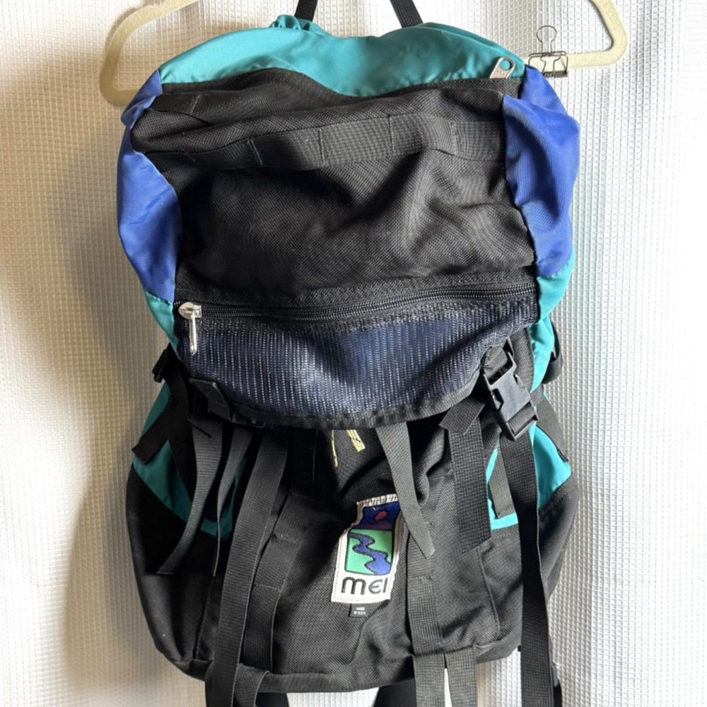 Vintage MEI Backpack Nylon Blue Black 70L Mountain Equipment Inc 90s Hiking USA